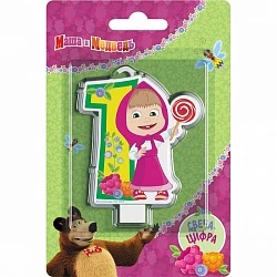 Свеча цифра 1 Маша и медведь